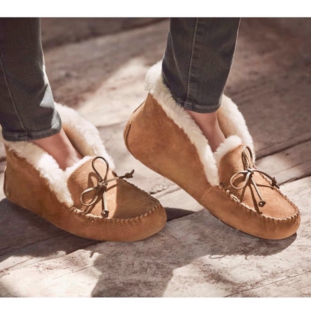 Ugg Suede Upper Wool Fur Moccasins